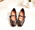 Squared Brown Toe Ballerinas -Classic