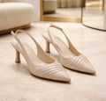 8cm Ecru Matte Leather Slingback