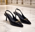 8cm Black Patent Leather Slingback