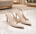 8cm Ecru Patent Leather Slingback