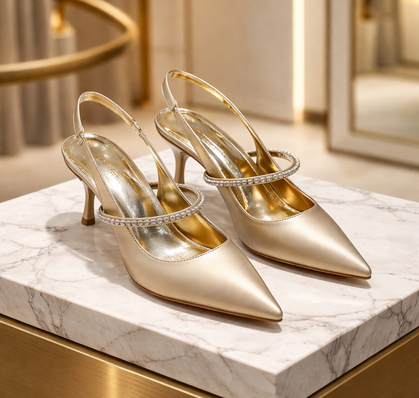 8.5 cm Gold Elegant Slingback