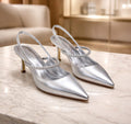 8.5cm Silver Elegant Slingback