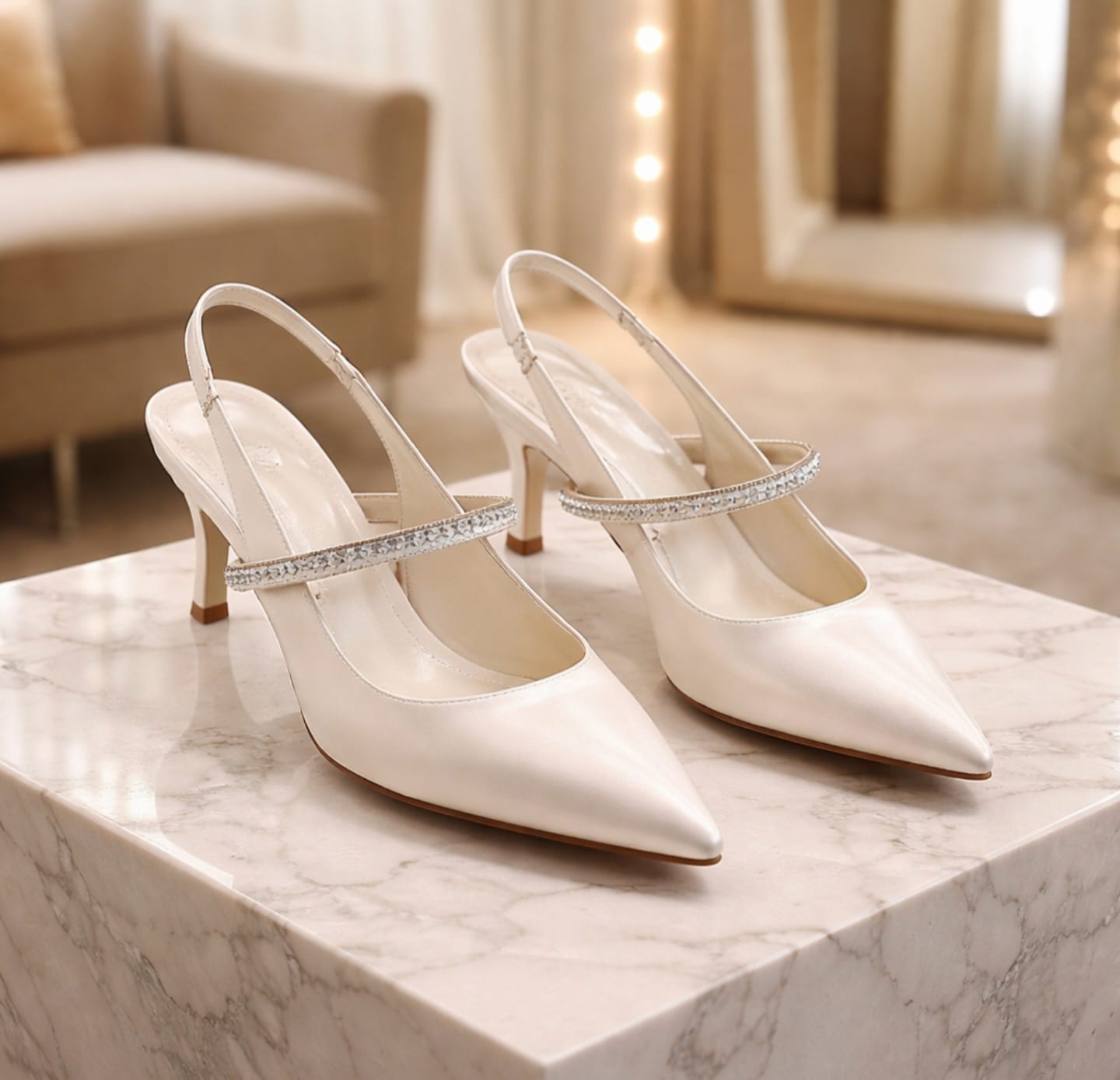 8.5cm Ecru Elegant Slingback