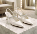 8.5cm White Elegant Slingback