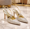 11cm Satin Champagne Evening Pumps
