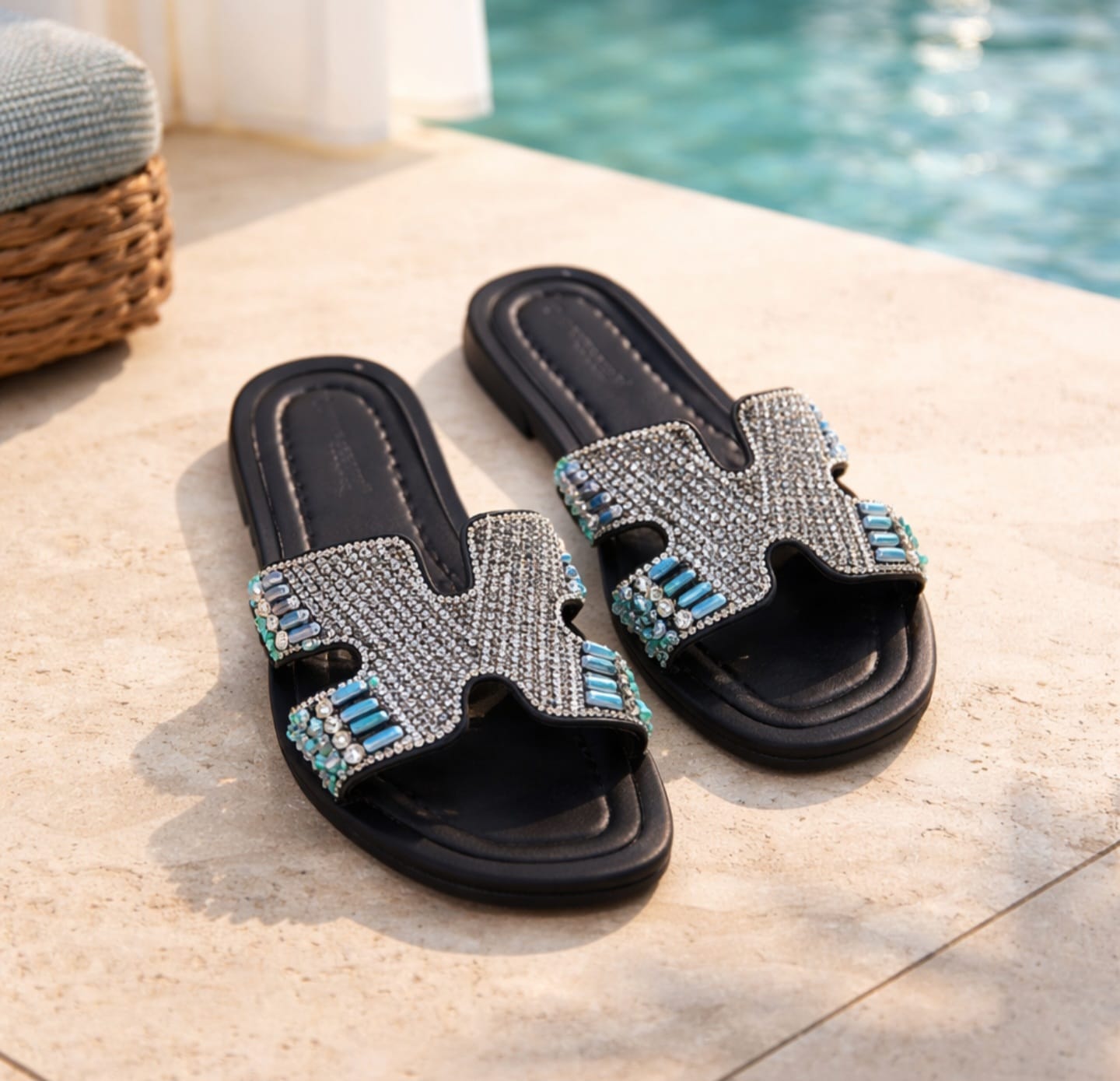 Silver Blue Slides