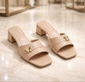 4.5cm Nude Heel Mules