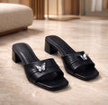 4.5cm Black Heel Mules