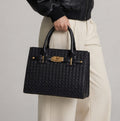 Medium Black Textured Handbag
