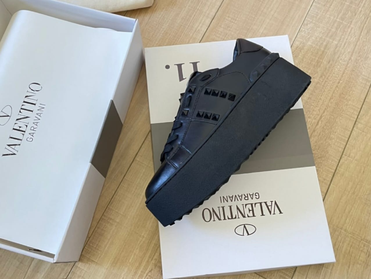 Black Valentino-Style Sneakers