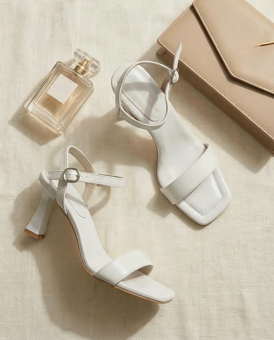 9cm White Classic Heeled Sandals