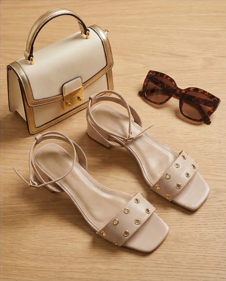 4.5cm Nude Casual Heeled Sandals