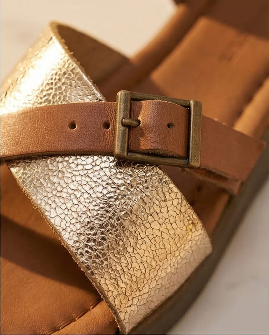 3cm Havane Leather Wedge Sandals