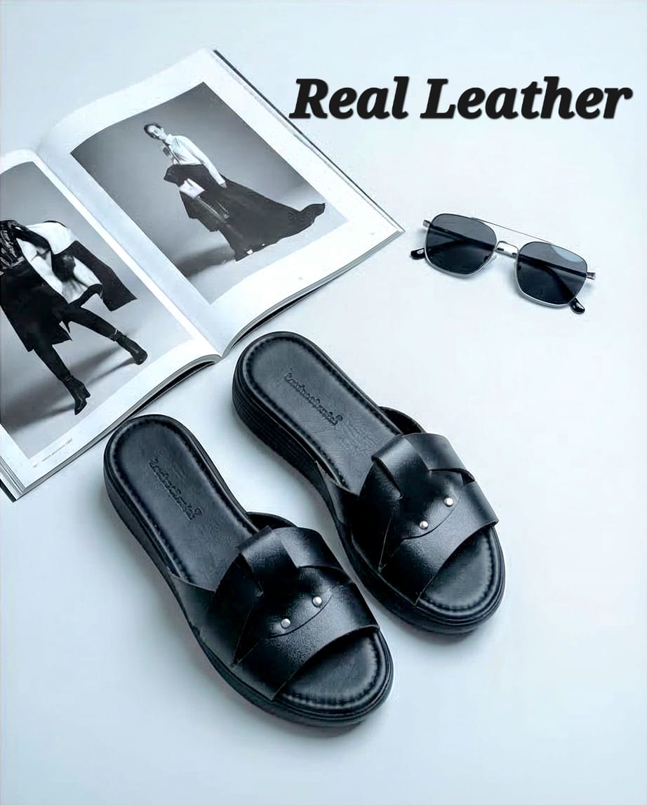 4cm Leather Wedge Sandals