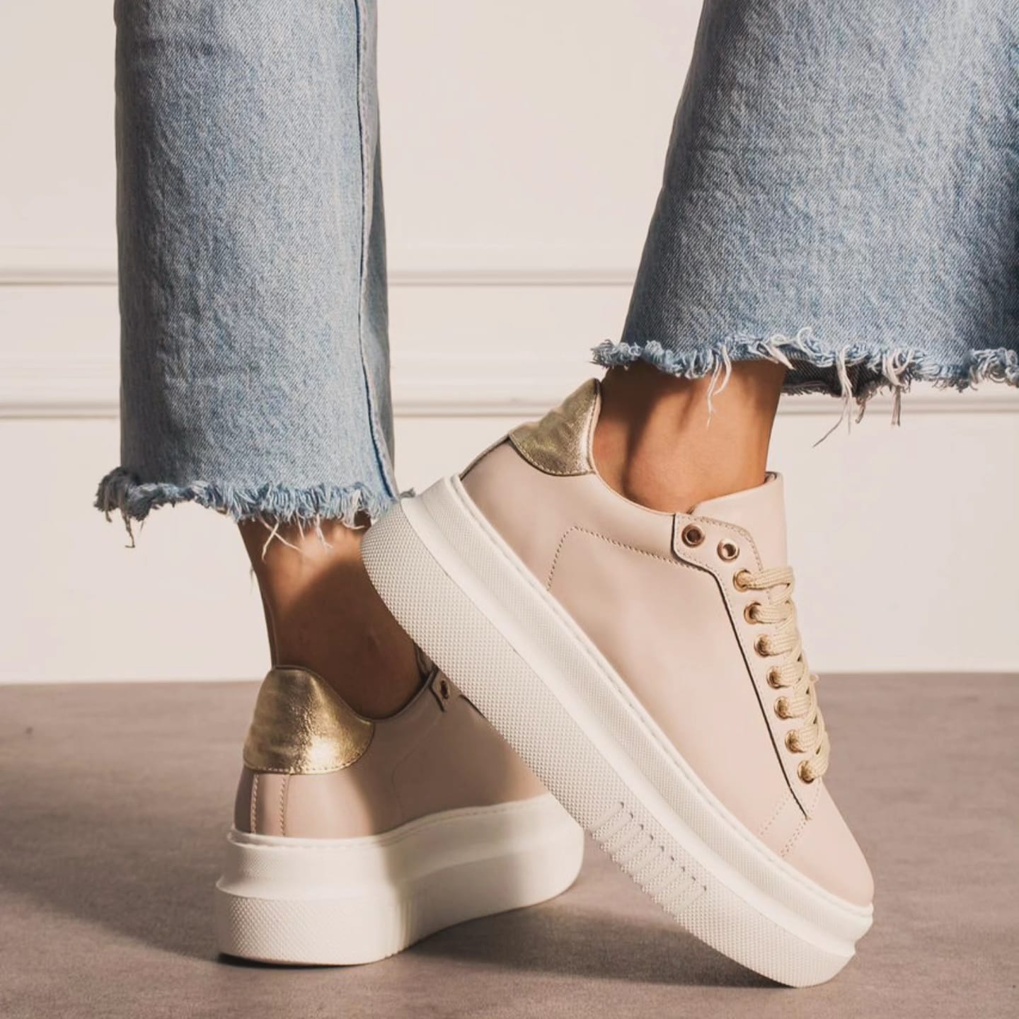 Platform Beige Sole Sneakers