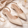 Pointed Beige Toe Slingback Flats