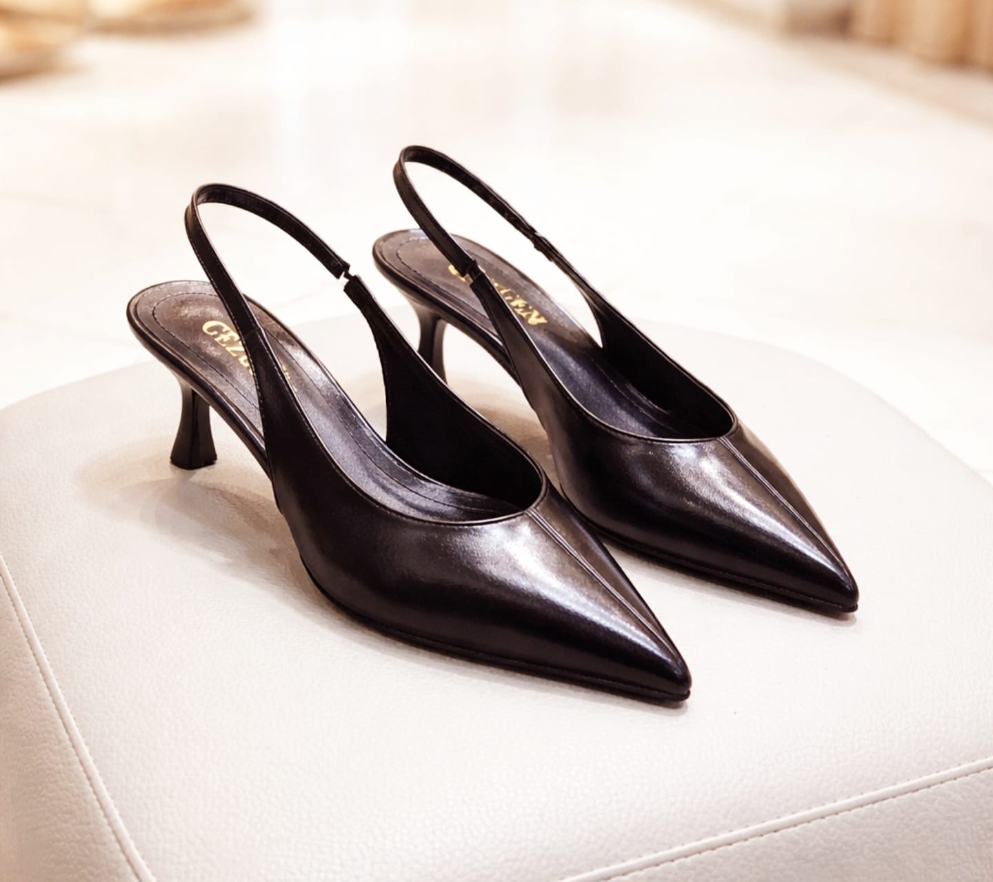 6.5cm Brown Pointed Toe Slingback
