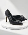 9cm Black Buckle Detail Pumps
