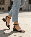 4.5cm Black Casual Heeled Sandals