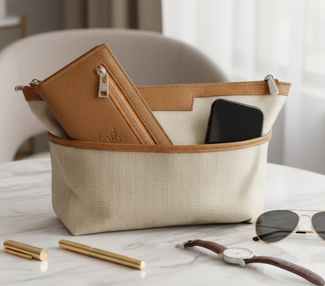 Greige Shoulder Bag with Pouch