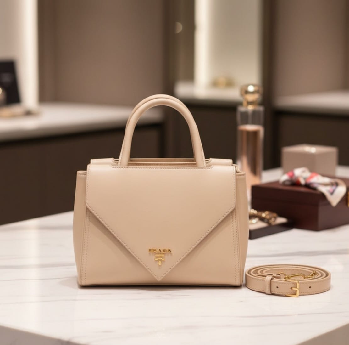 Premium Beige Structured Handbag