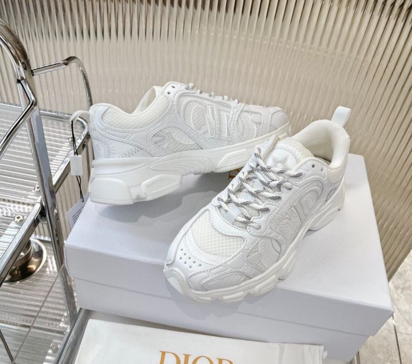 White Dior-Style Sneakers-Duo
