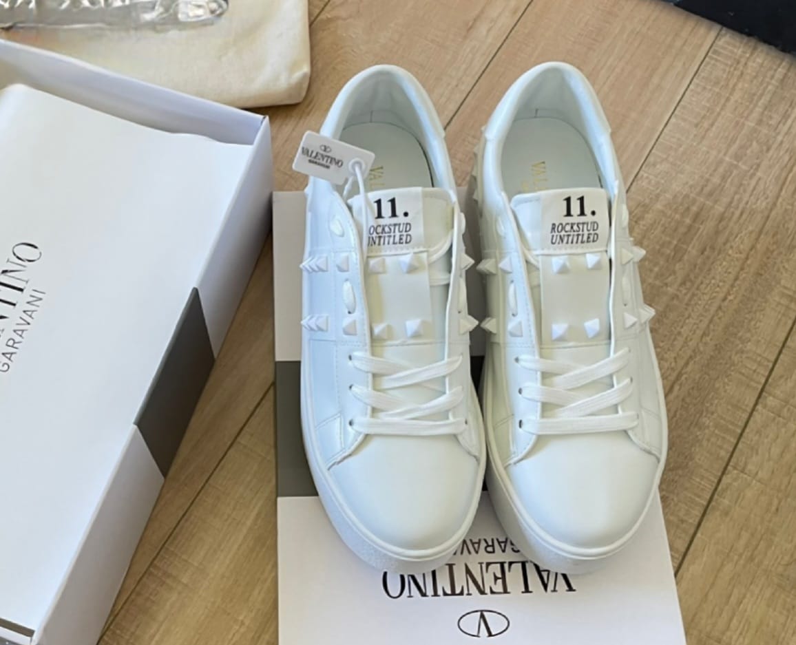 White Valentino-Style Sneakers