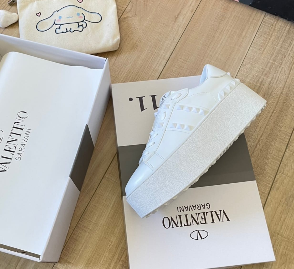 White Valentino-Style Sneakers
