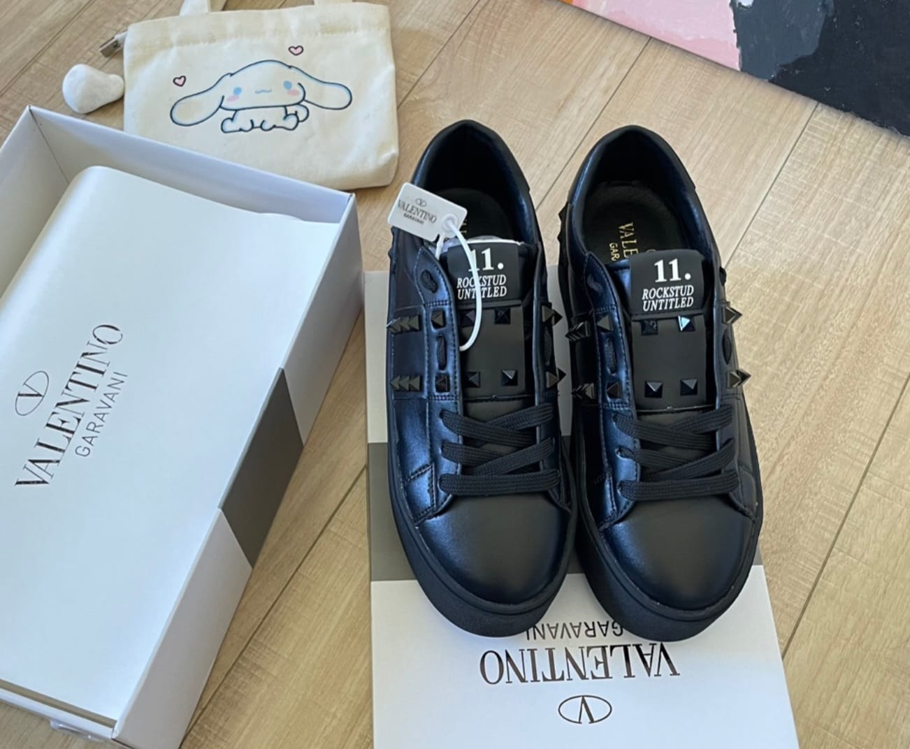 Black Valentino-Style Sneakers