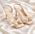 9.5cm Satin Champagne Heeled Sandals