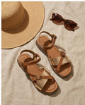 3cm Havane Leather Wedge Sandals