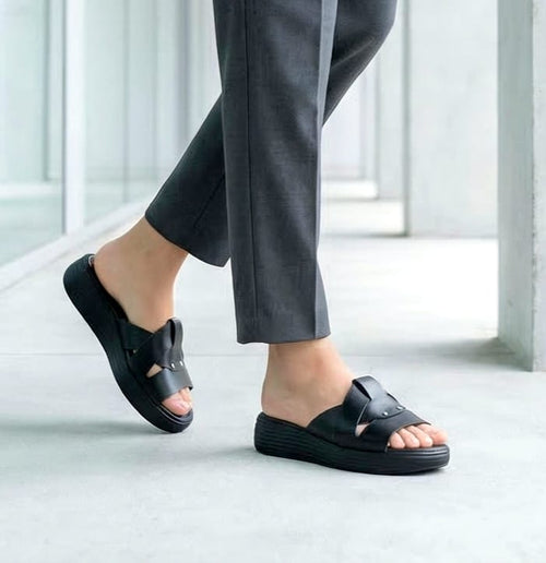 4cm Leather Wedge Sandals