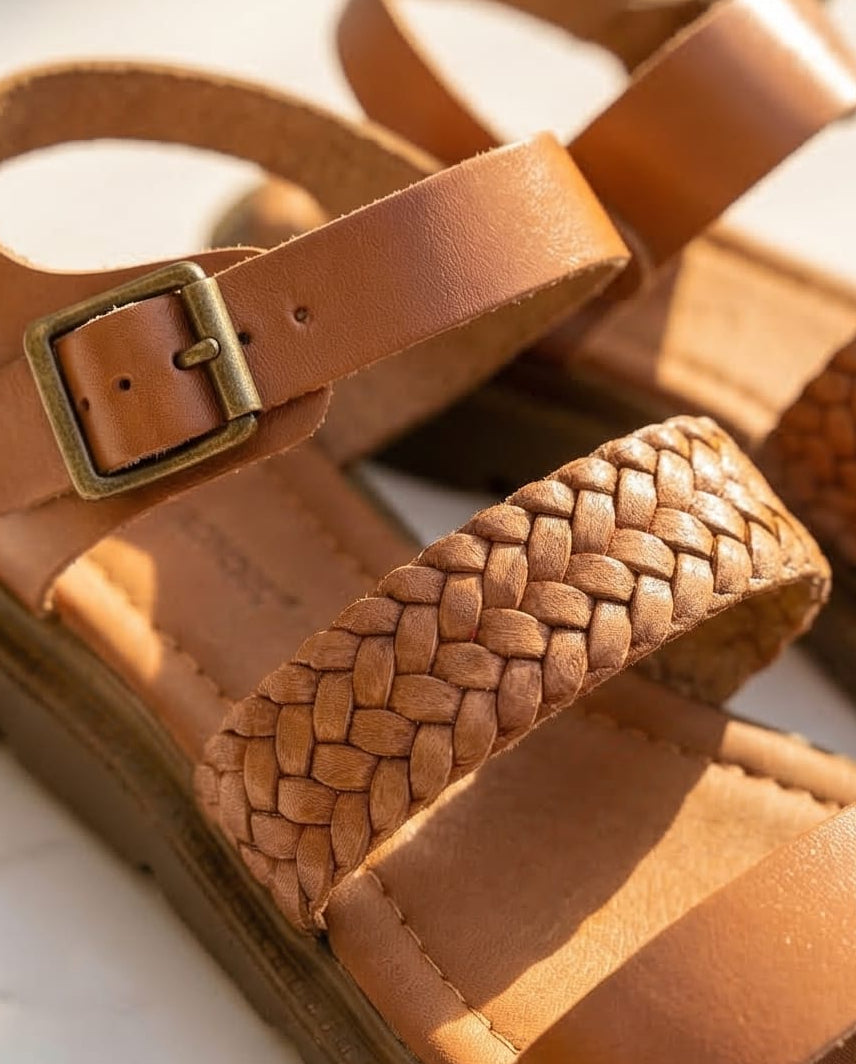 Havane Leather Slides