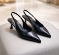 6.5cm Black Pointed Toe Slingback