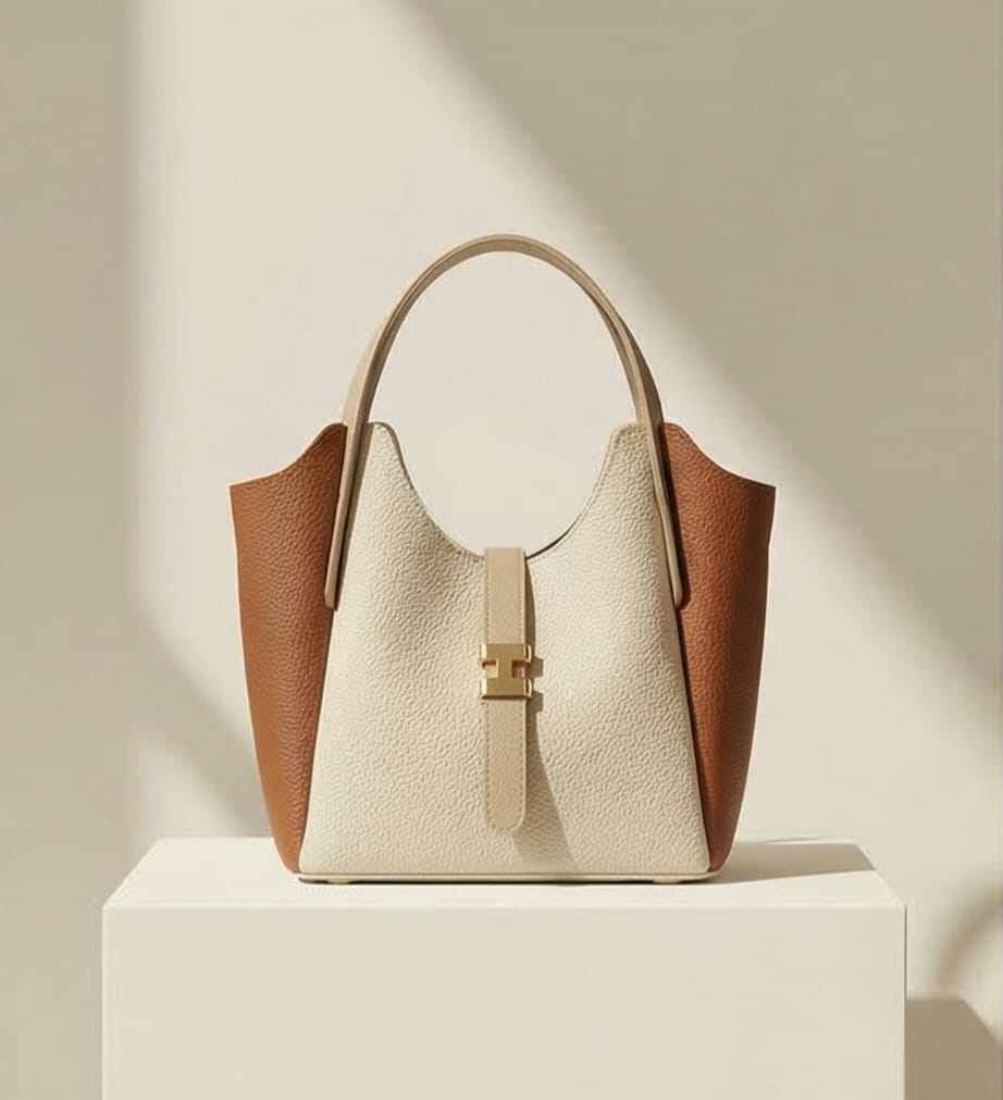 Casual Beige/Havane Bucket handbag