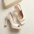 11cm heel off white platform sandals