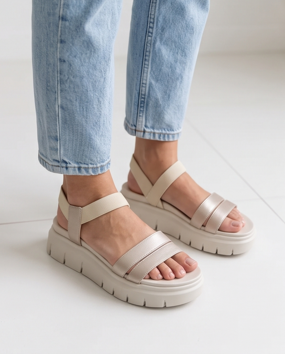 Chuncky beige sandals - Monroe Lace