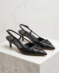 4.5cm heel black designer slingback