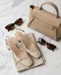 4cm heels ecru slingback shoes
