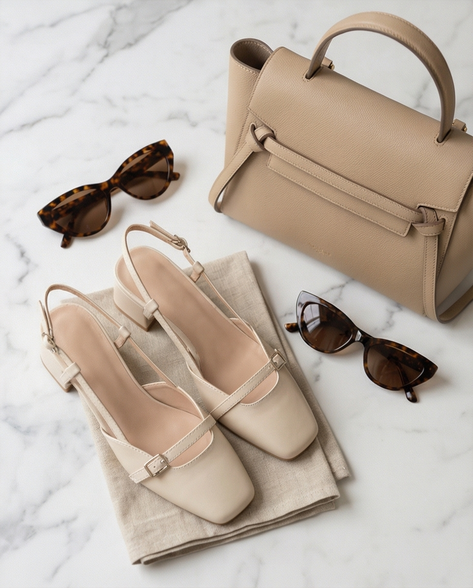 4cm heels ecru slingback shoes