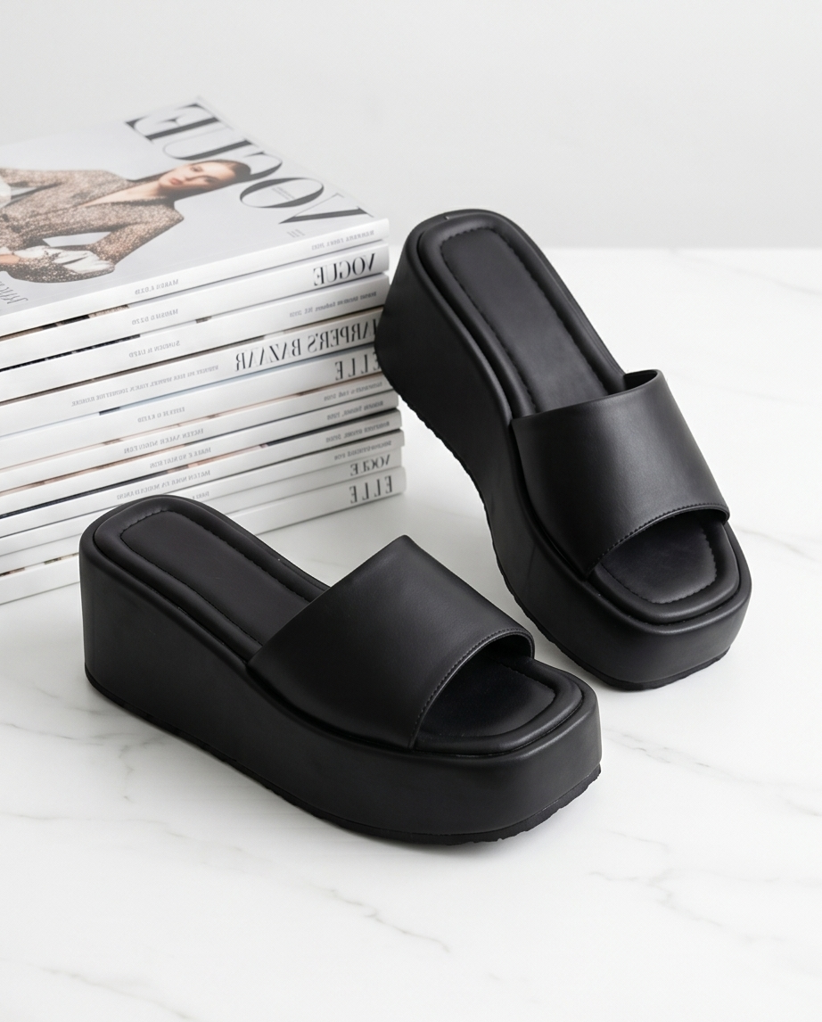 7.5cm height black wedge slides