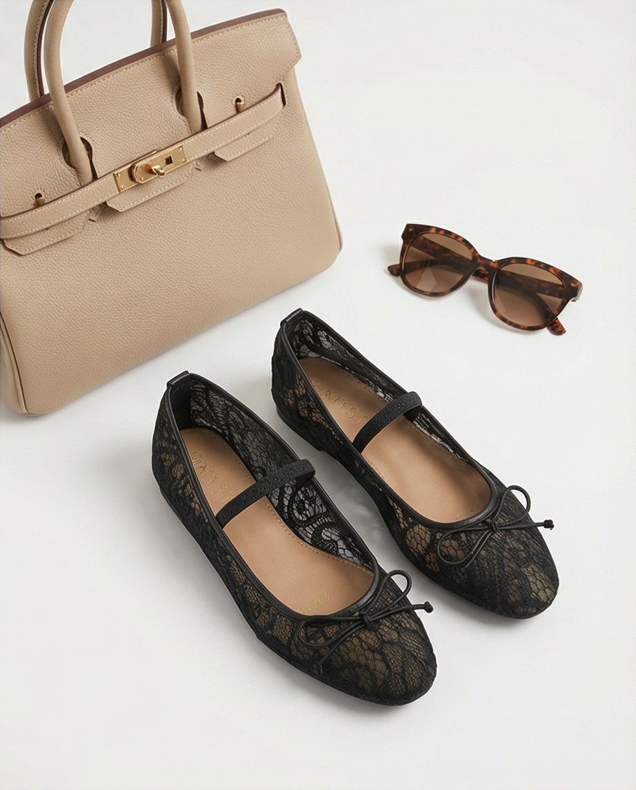 Black dentelles ballerinas