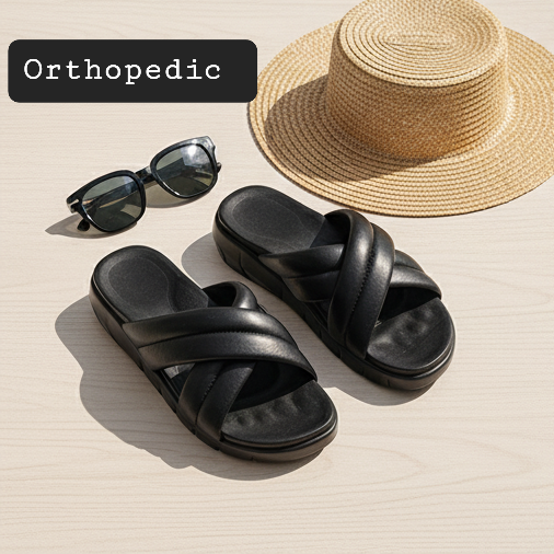 4cm height Orthopedic black slides