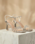 9cm heel strass silver sandals