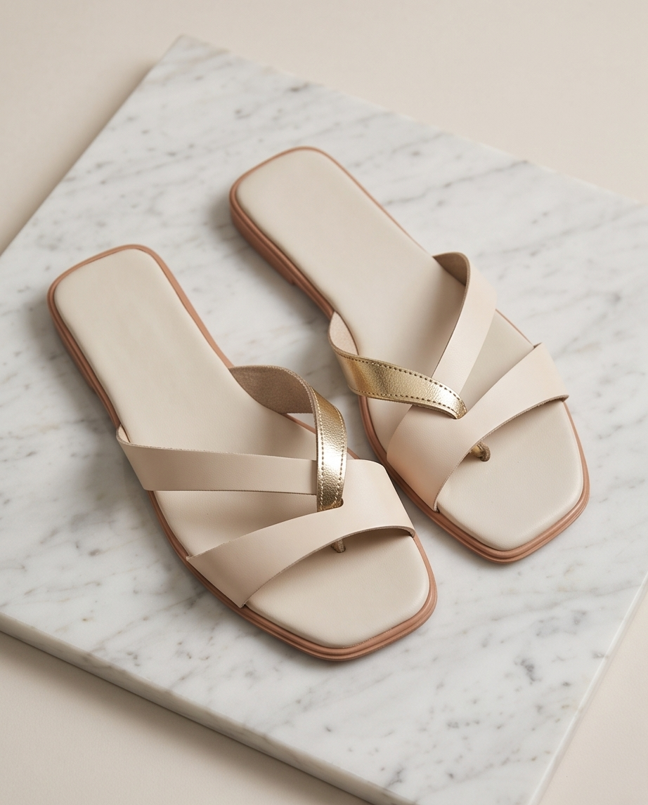 Beige Monroe Lace non-slip slides with cushioned straps, perfect for comfortable casual wear.