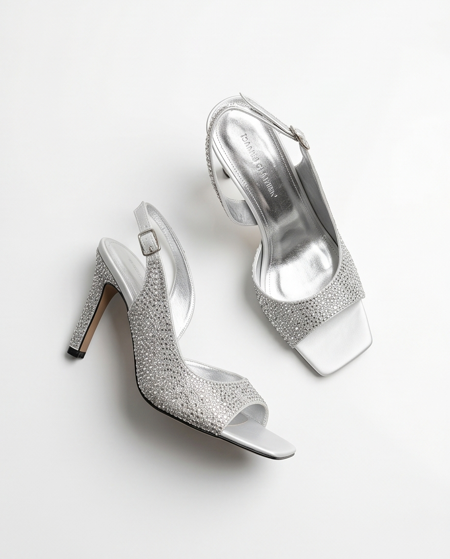 10cm heel silver sandals