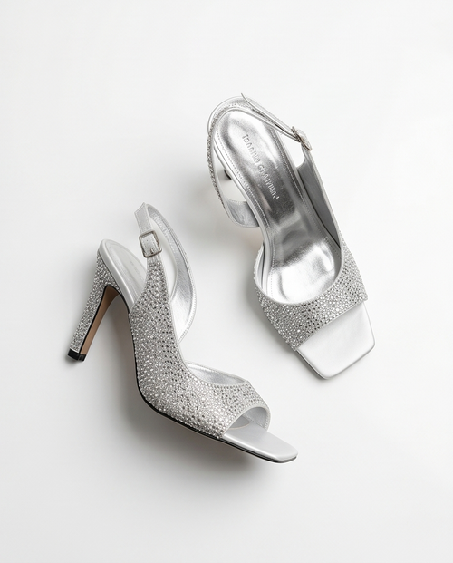 10cm heel silver sandals