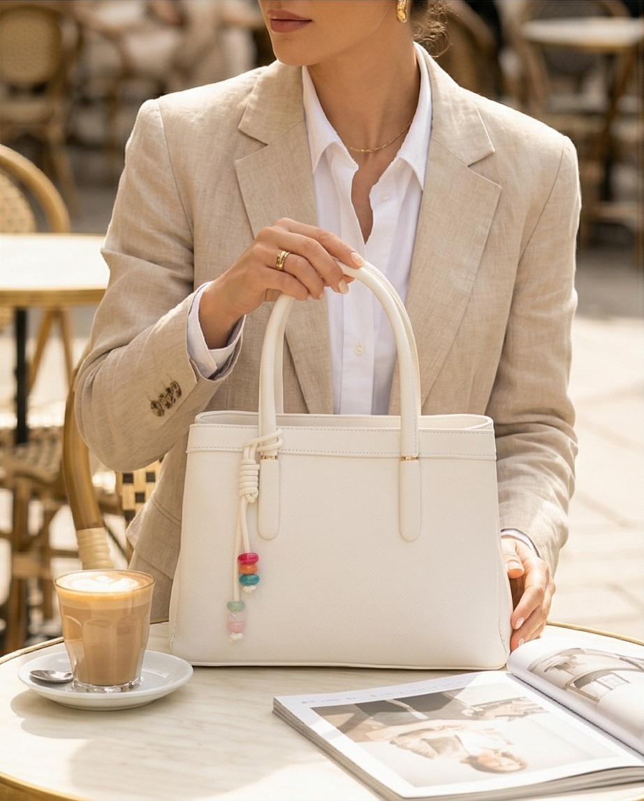 Medium size white handbag 28cm/16cm