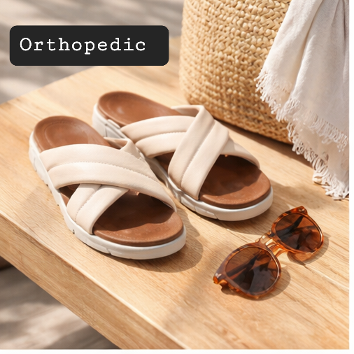 4cm height Orthopedic beige slides