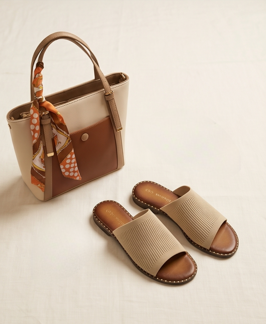 Woven band padded slides